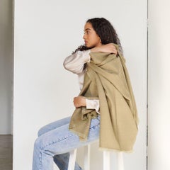 Haze Soft Green Handloom Throw / Blanket , Pure Soft Merino Classic Twill Weave