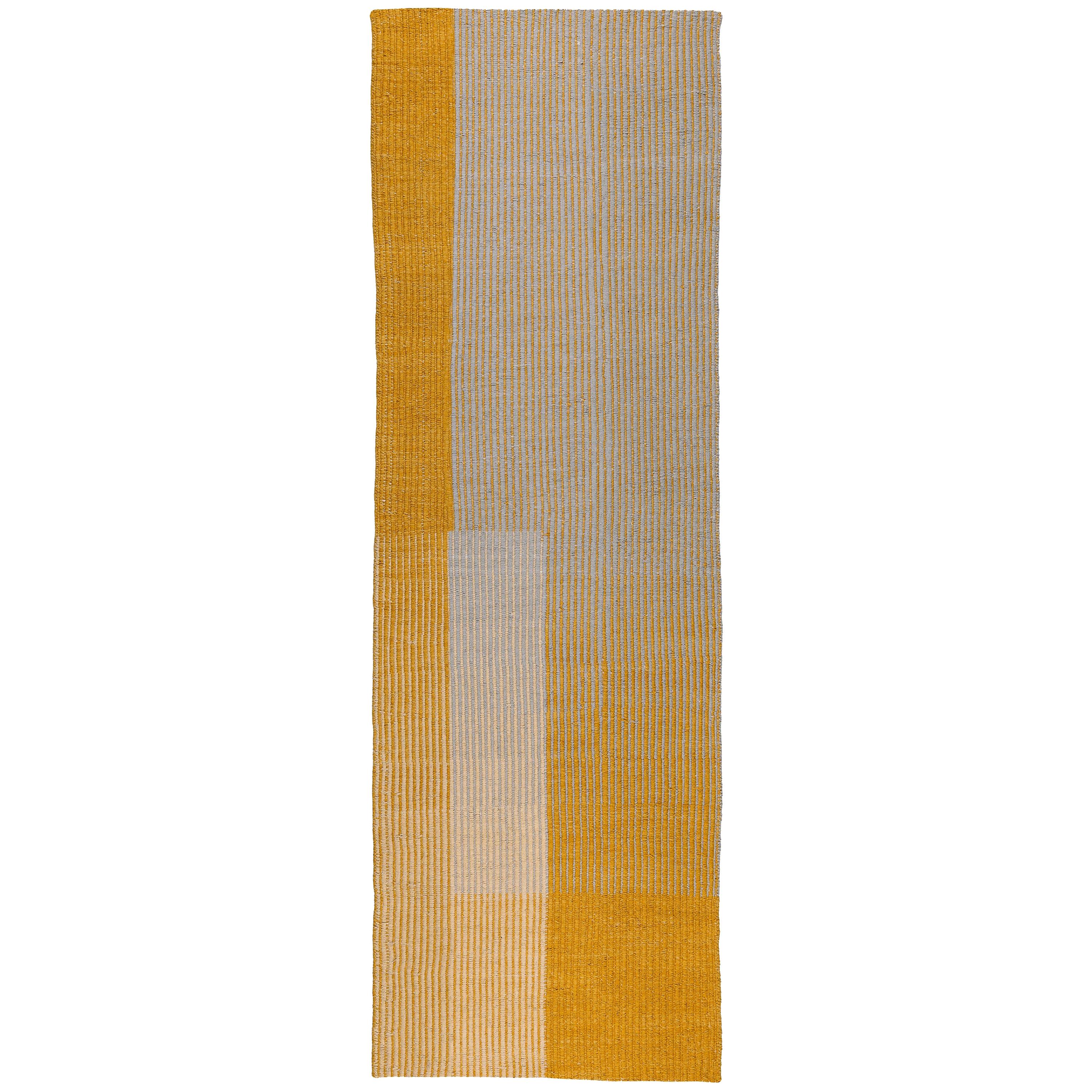 Haze Runner Kilim Rug Contemporary Handwoven Wool Tuscan Sun in Yellow in Stock