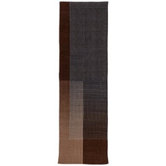Haze Runner Kilim Rug Contemporary Handwoven Wool Twilight in Dark Brown