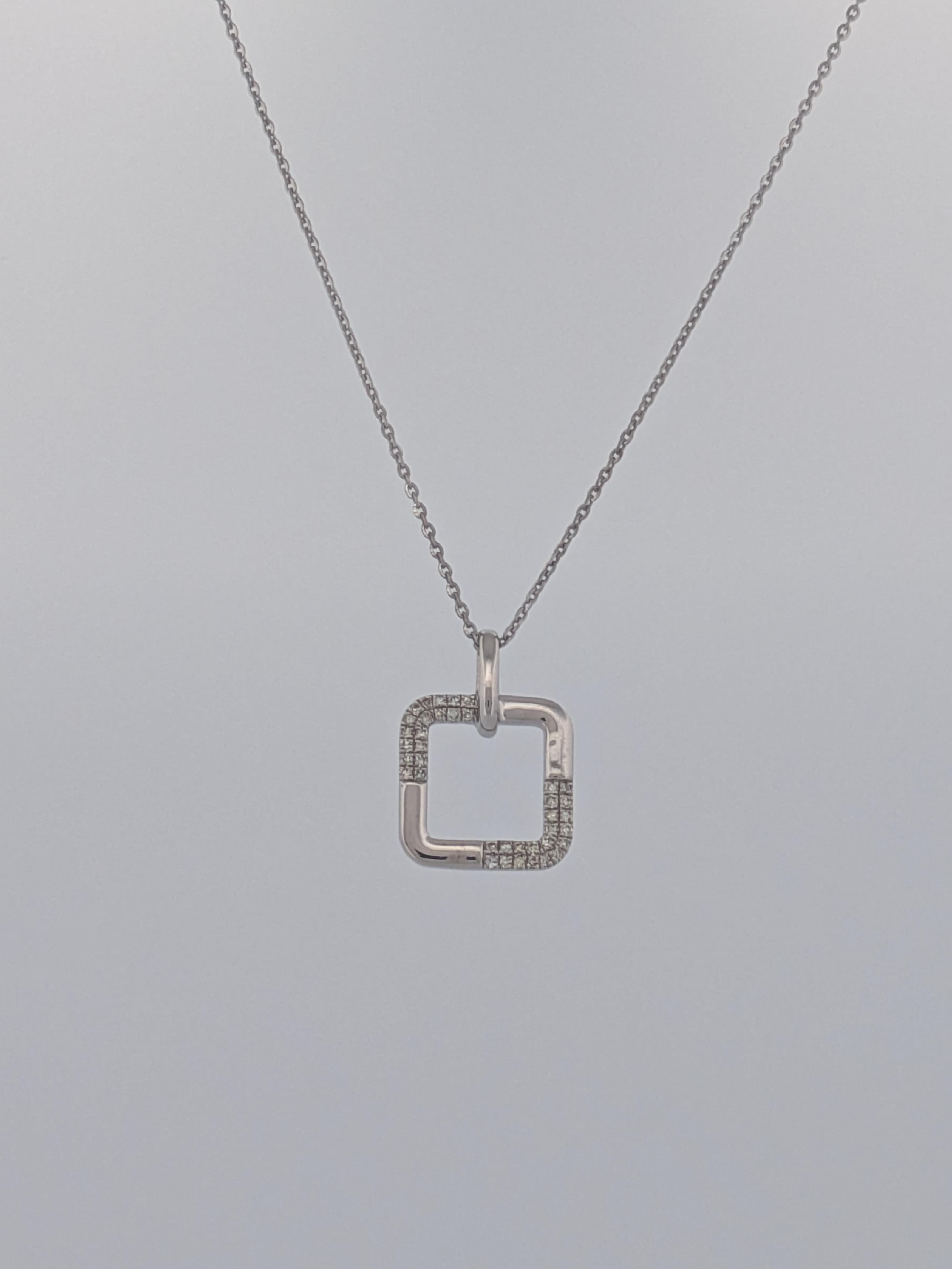 Nocciola  Collana di diamanti in oro bianco 10K  Diamanti naturali da 0,10 ct. in vendita 1
