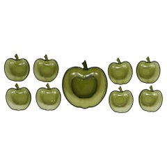 Hazel-Atlas Green Apple Glass Bowls, Set of 9