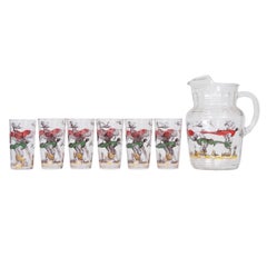 Hazel-Atlas Pheasants Pitcher & Glasses Set