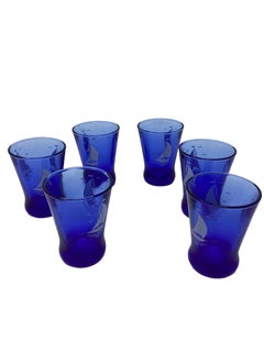 Hazel-Atlas Sportsman Series Cobalt Blue with White Sailboat Cocktail Set