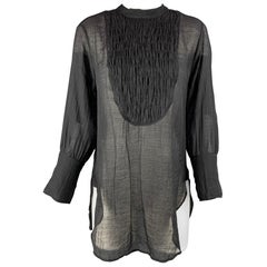 GIORGIO ARMANI Size 8 Charcoal Silk Satin Blouse For Sale at 1stDibs ...
