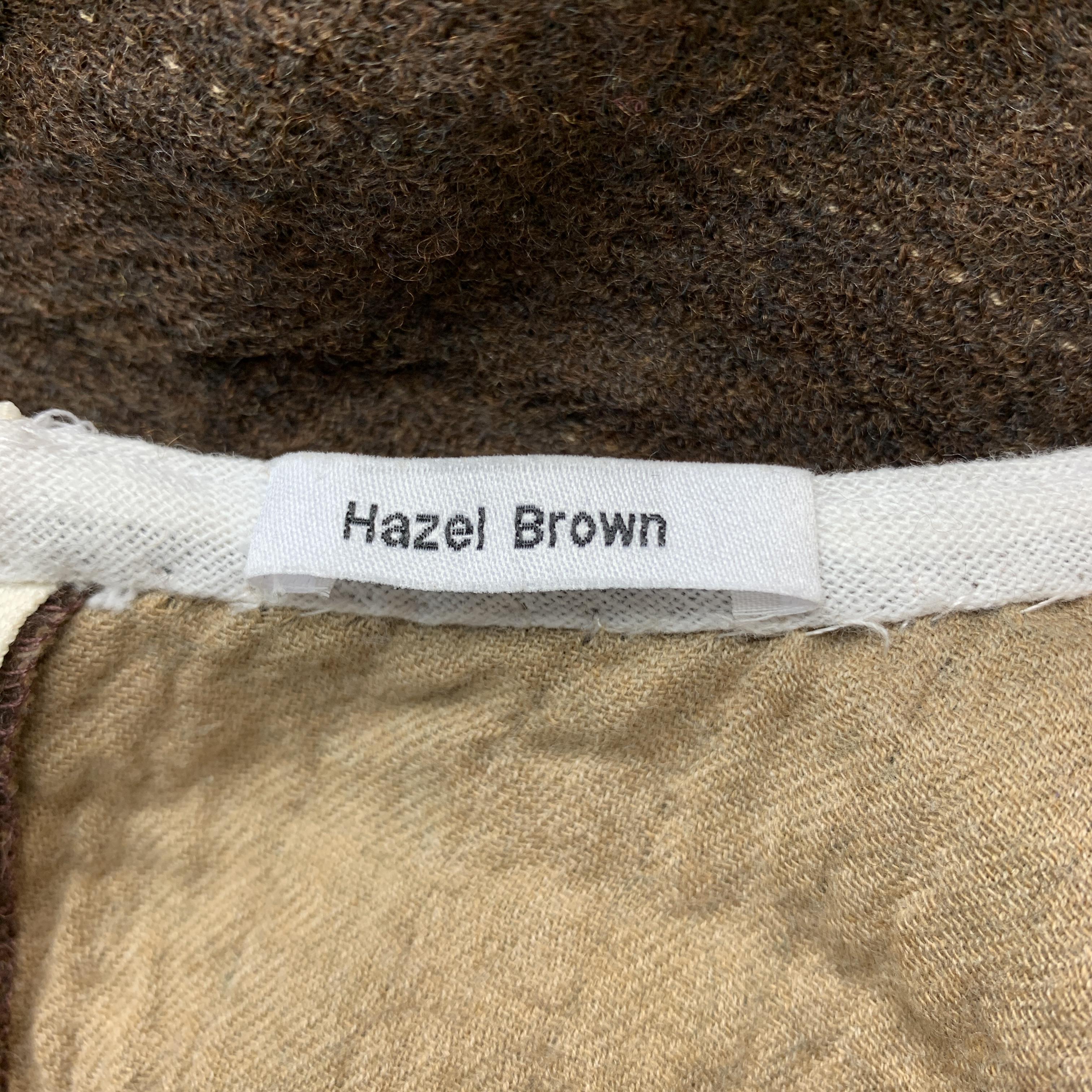 Women's HAZEL BROWN Size 2 Brown Wool / Cotton Textured Long Sleeve Dress