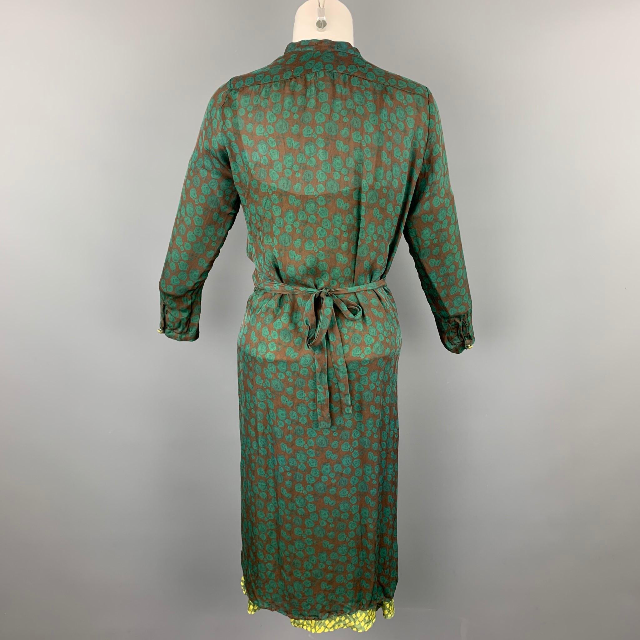 green silk wrap dress