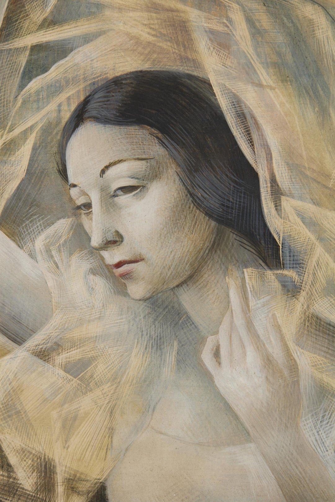 Ballet Mirage, Realismo Mágico del Siglo XX, Artista de la Escuela de Cleveland - Figurative Painting Marrón de Hazel Janicki