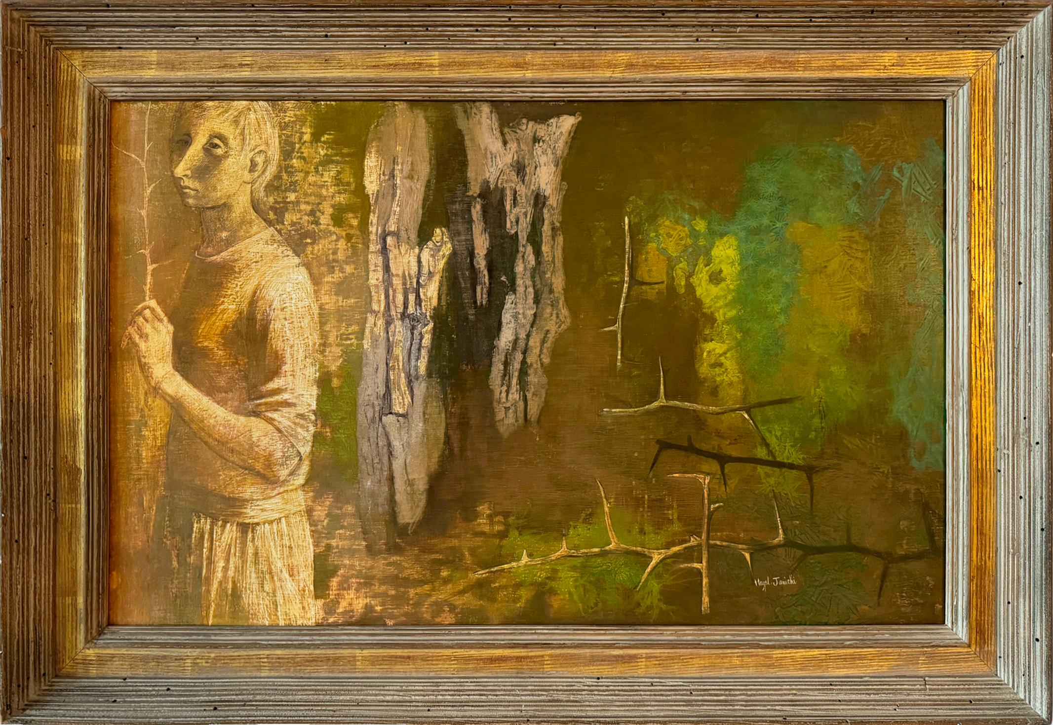 Hazel Janicki Figurative Painting – Nature Spaziergang  Magischer Realismus in traumhafter Umgebung