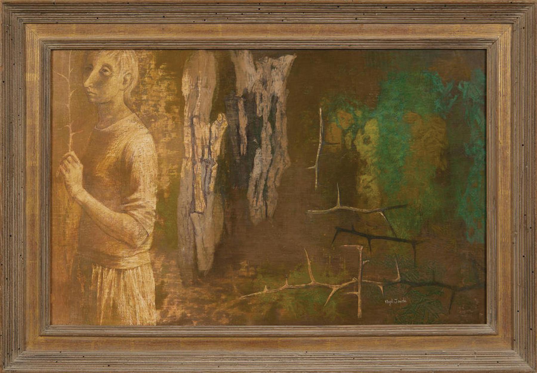 Nature Walk, Mid-Century Magic Surrealism, Cleveland School artist - Painting by Hazel Janicki