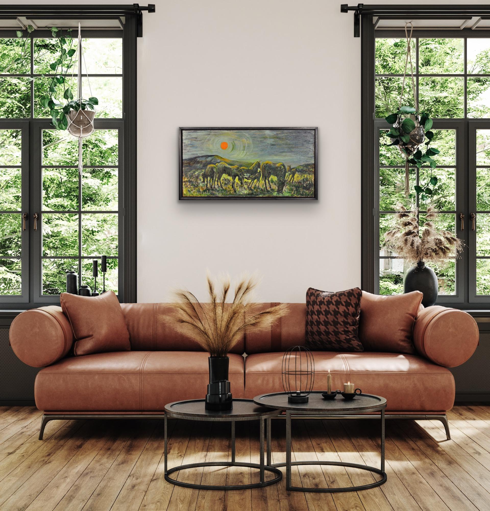 Mitte des 20. Jahrhunderts Modern British Ölgemälde Walisische Ponys grasen Penlan Swansea im Angebot 9