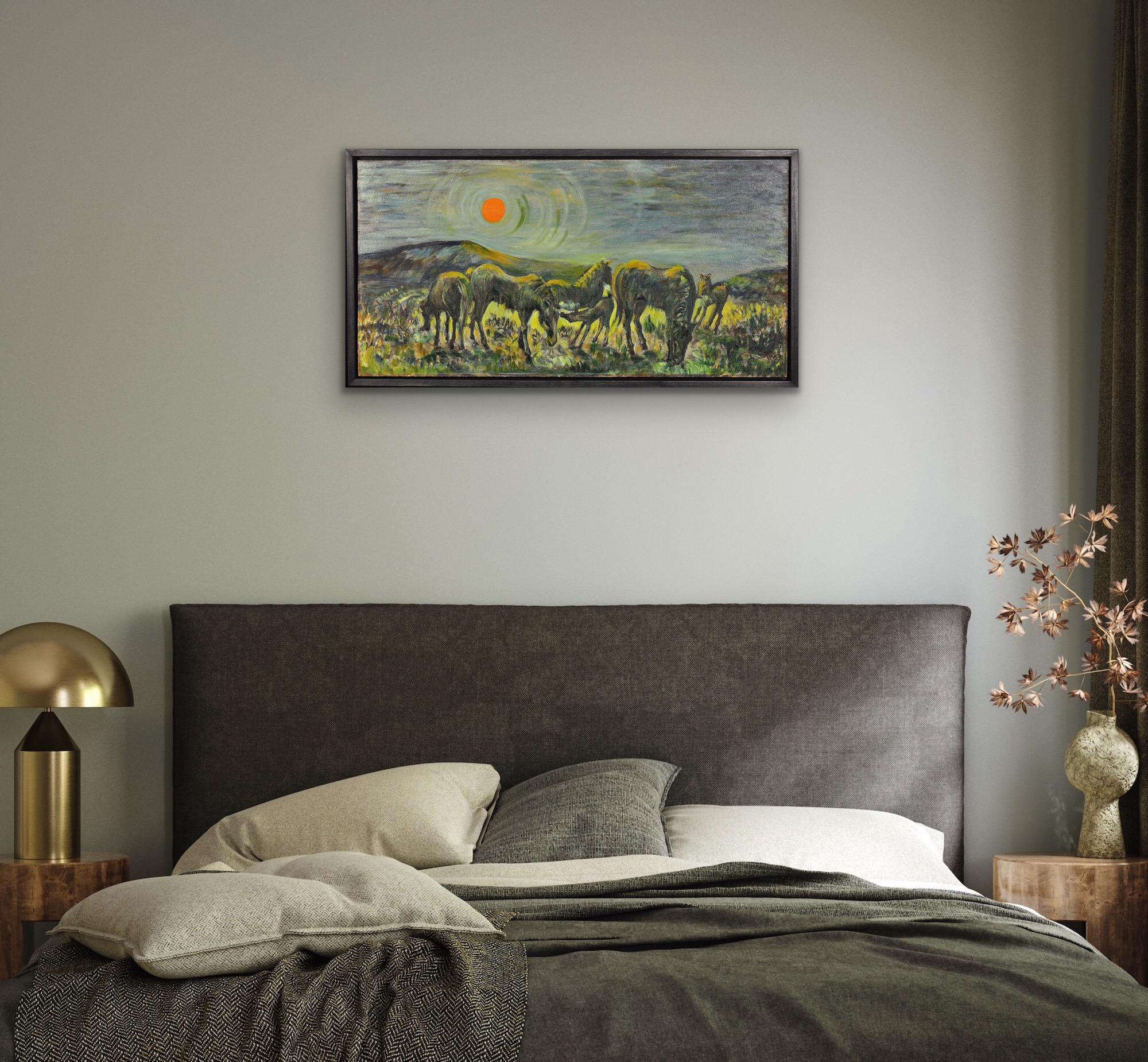 Mitte des 20. Jahrhunderts Modern British Ölgemälde Walisische Ponys grasen Penlan Swansea im Angebot 10