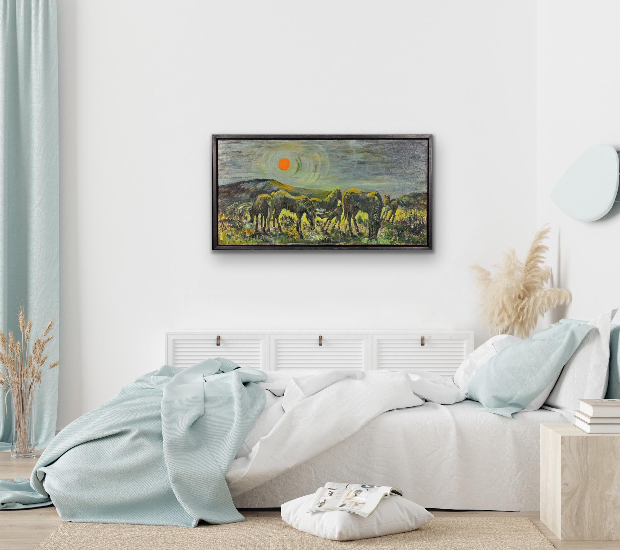 Mitte des 20. Jahrhunderts Modern British Ölgemälde Walisische Ponys grasen Penlan Swansea im Angebot 11