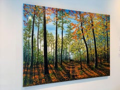 Un paseo a finales de otoño - pintura al óleo paisaje realismo original - arte contemporáneo