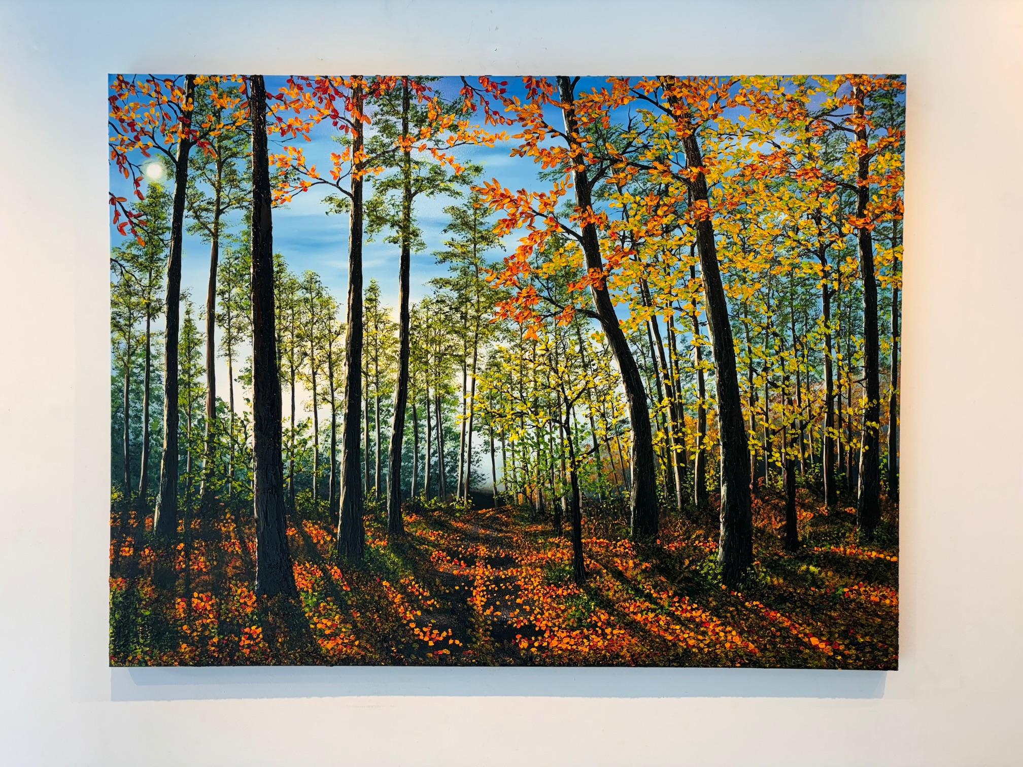Un paseo a finales de otoño - pintura al óleo paisaje realismo original - arte contemporáneo - Painting Impresionista de Hazel Thomson