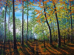 Passeggiata di fine autunno - pittura ad olio di paesaggio realistica originale - arte contemporanea
