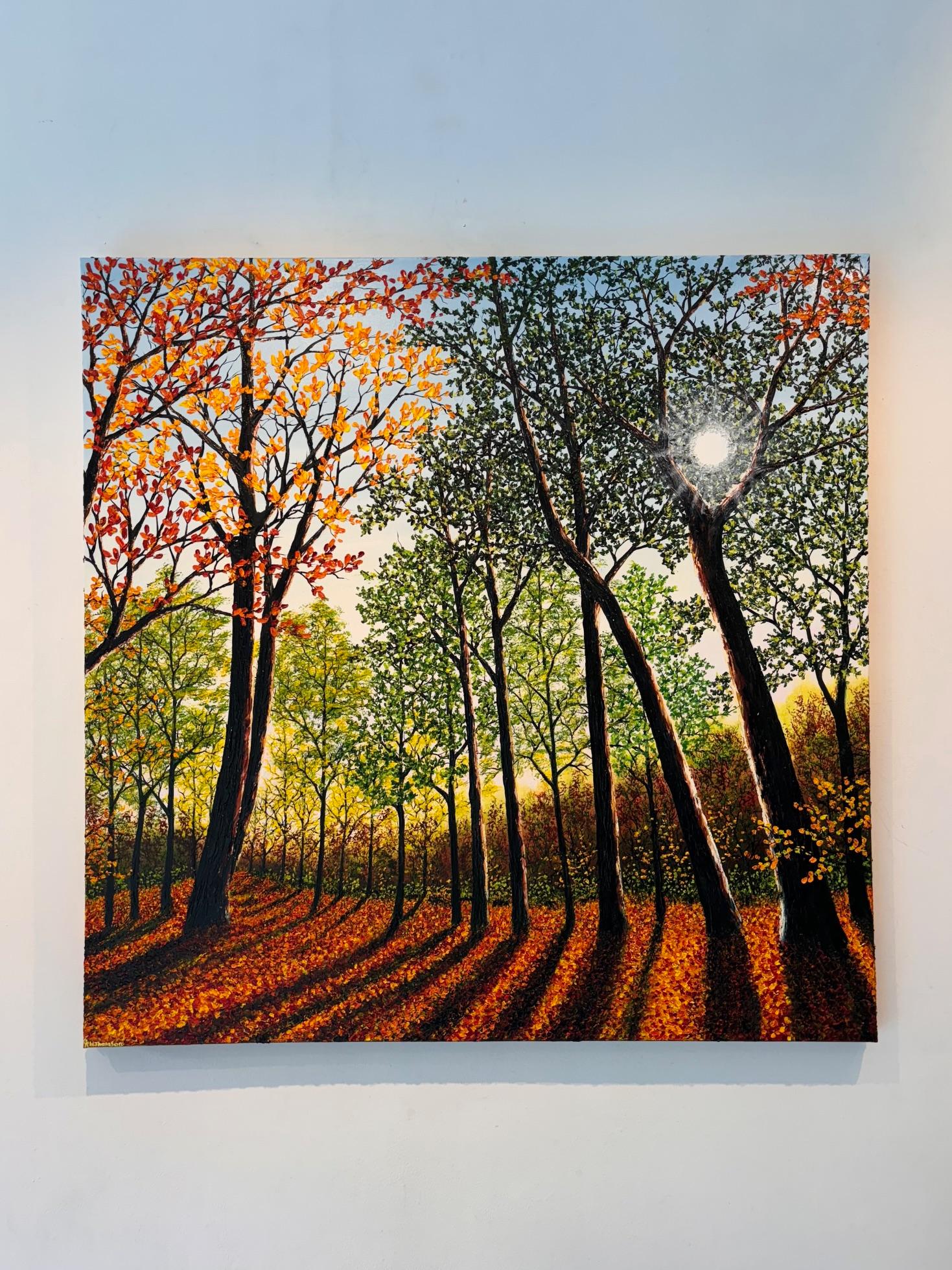 Tarde de otoño - pintura al óleo paisaje realismo original - arte contemporáneo - Painting de Hazel Thomson