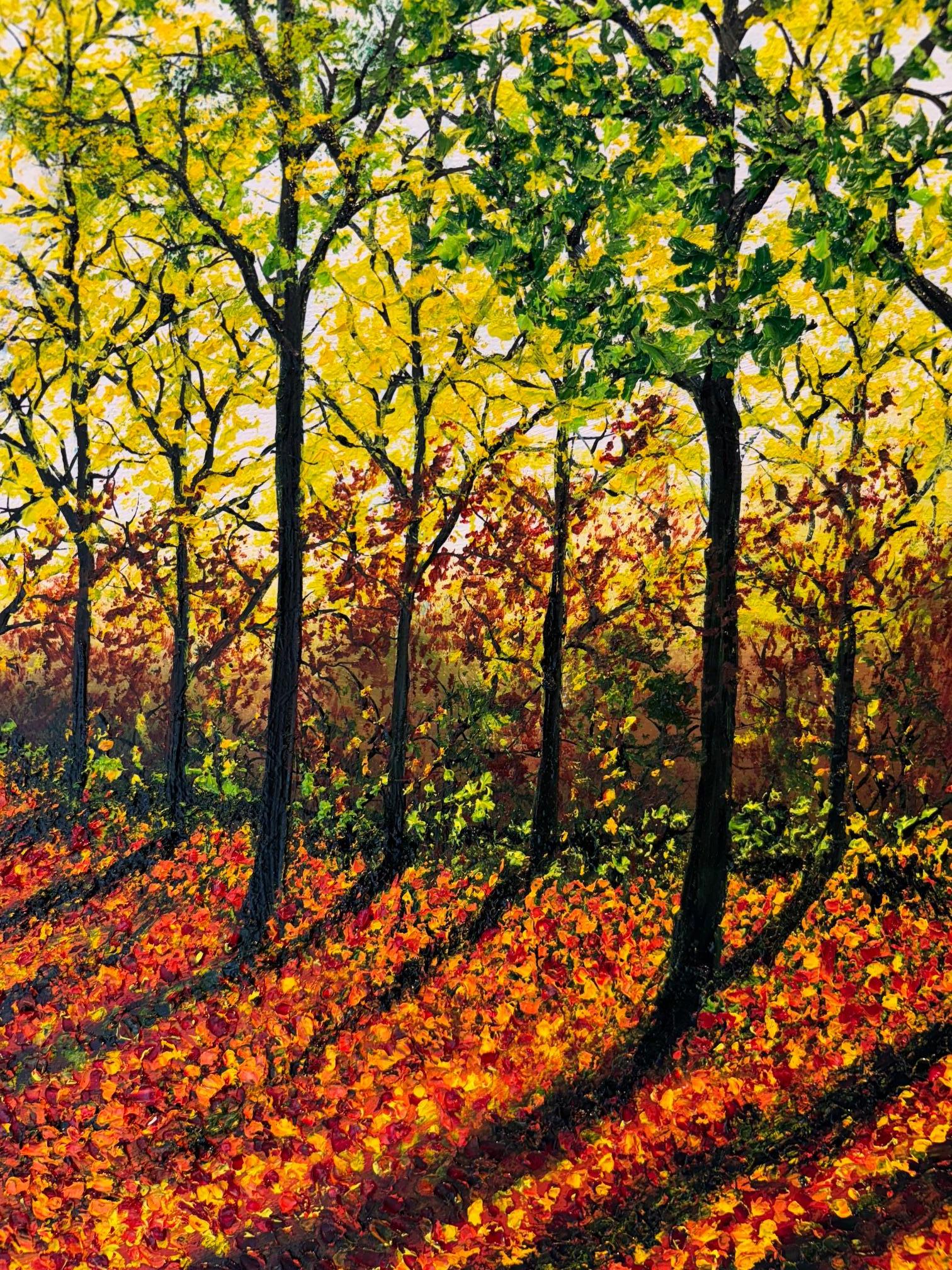 Tarde de otoño - pintura al óleo paisaje realismo original - arte contemporáneo - Landscape Painting Marrón de Hazel Thomson