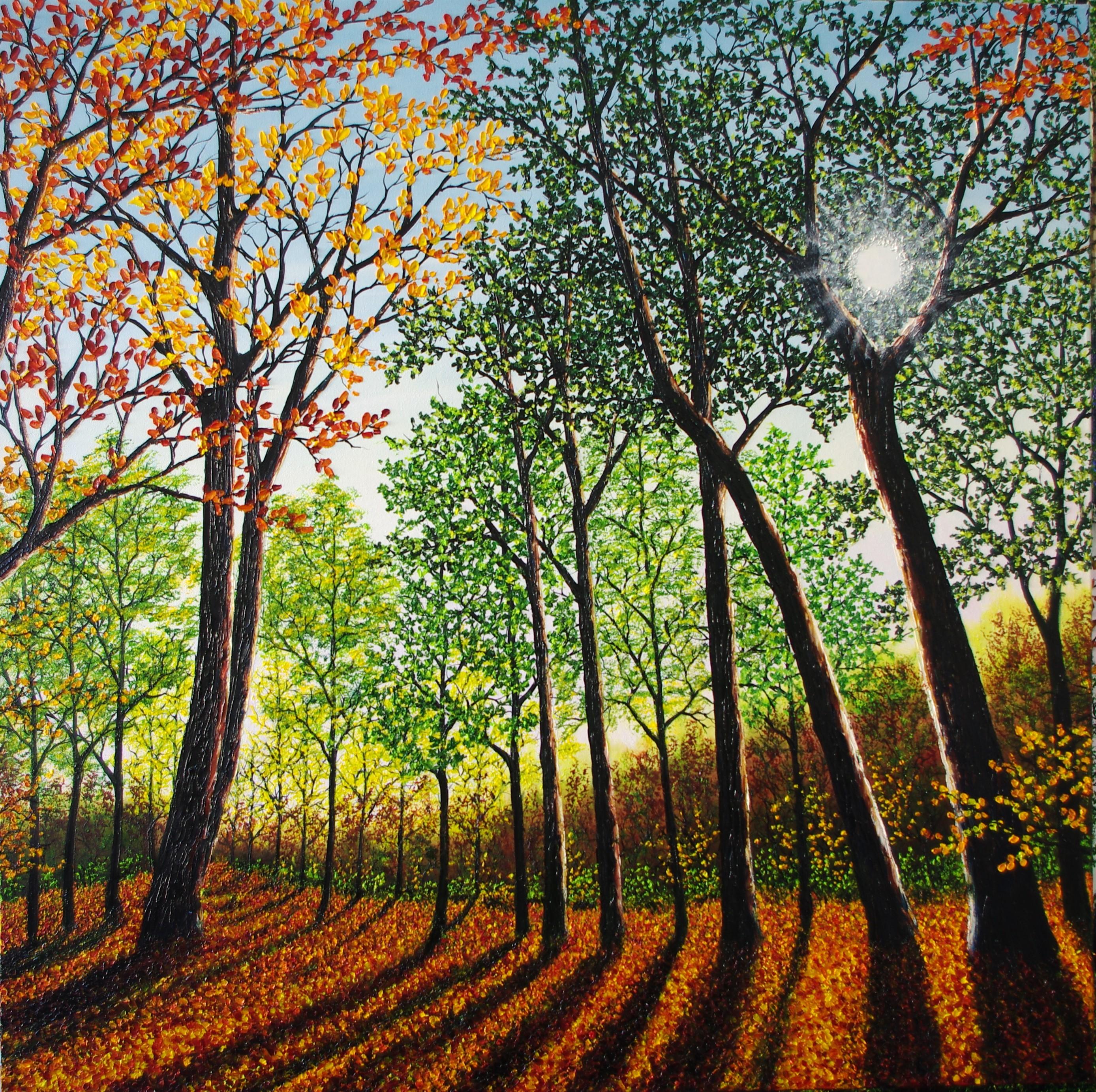 Landscape Painting de Hazel Thomson - Tarde de otoño - pintura al óleo paisaje realismo original - arte contemporáneo