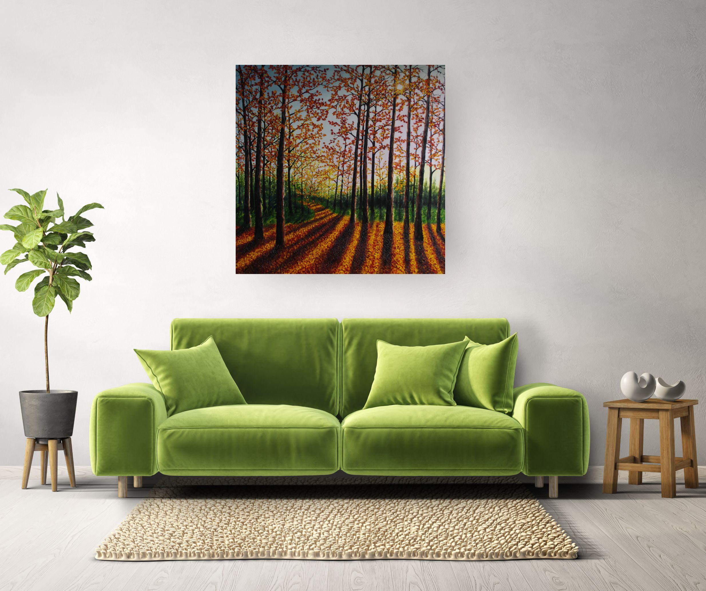 Herbstliche Licht -Original Realismus Landschaft Ölgemälde - zeitgenössische Kunst – Painting von Hazel Thomson