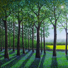 Bluebell Woods - peinture à l
huile d
un paysage original - art contemporain impressionniste