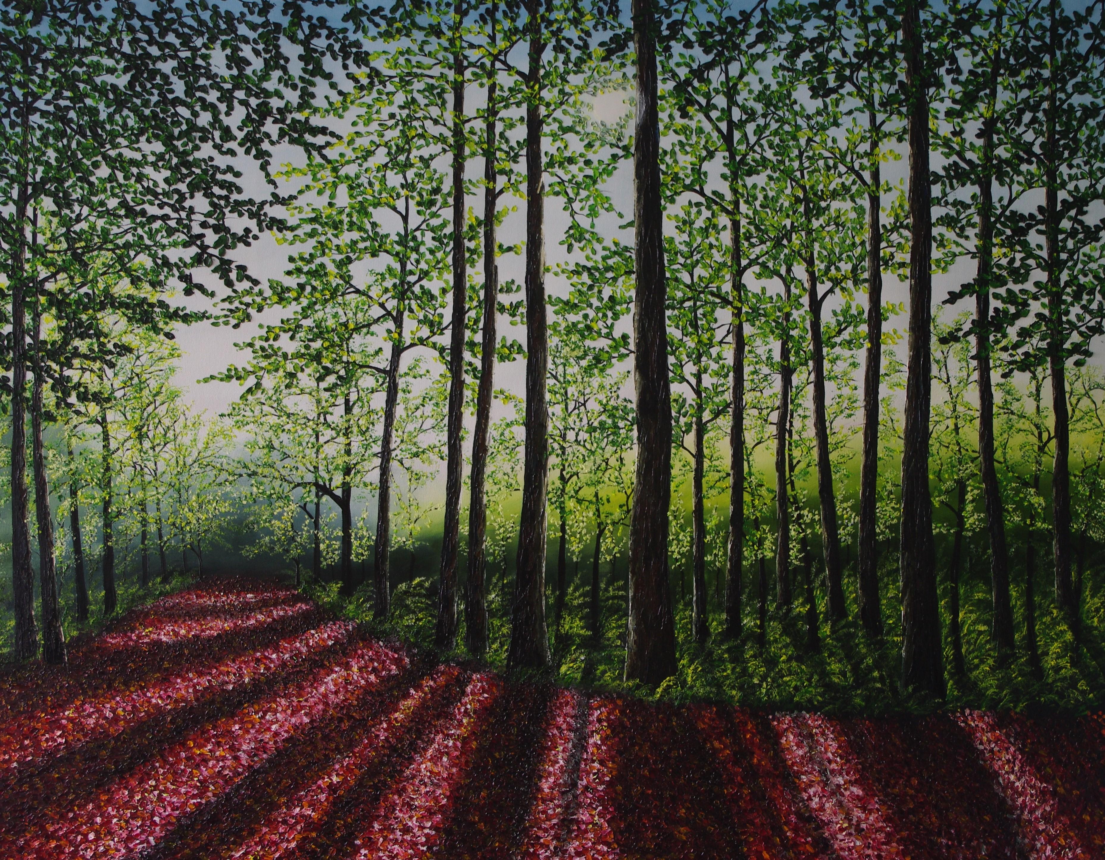 Late Afternoon Light Oil Painting, original Impressionist Landscape, 90x120 cm