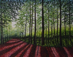 «Luz de atardecer», pintura al óleo; paisaje impresionista original, 90 x 120 cm
