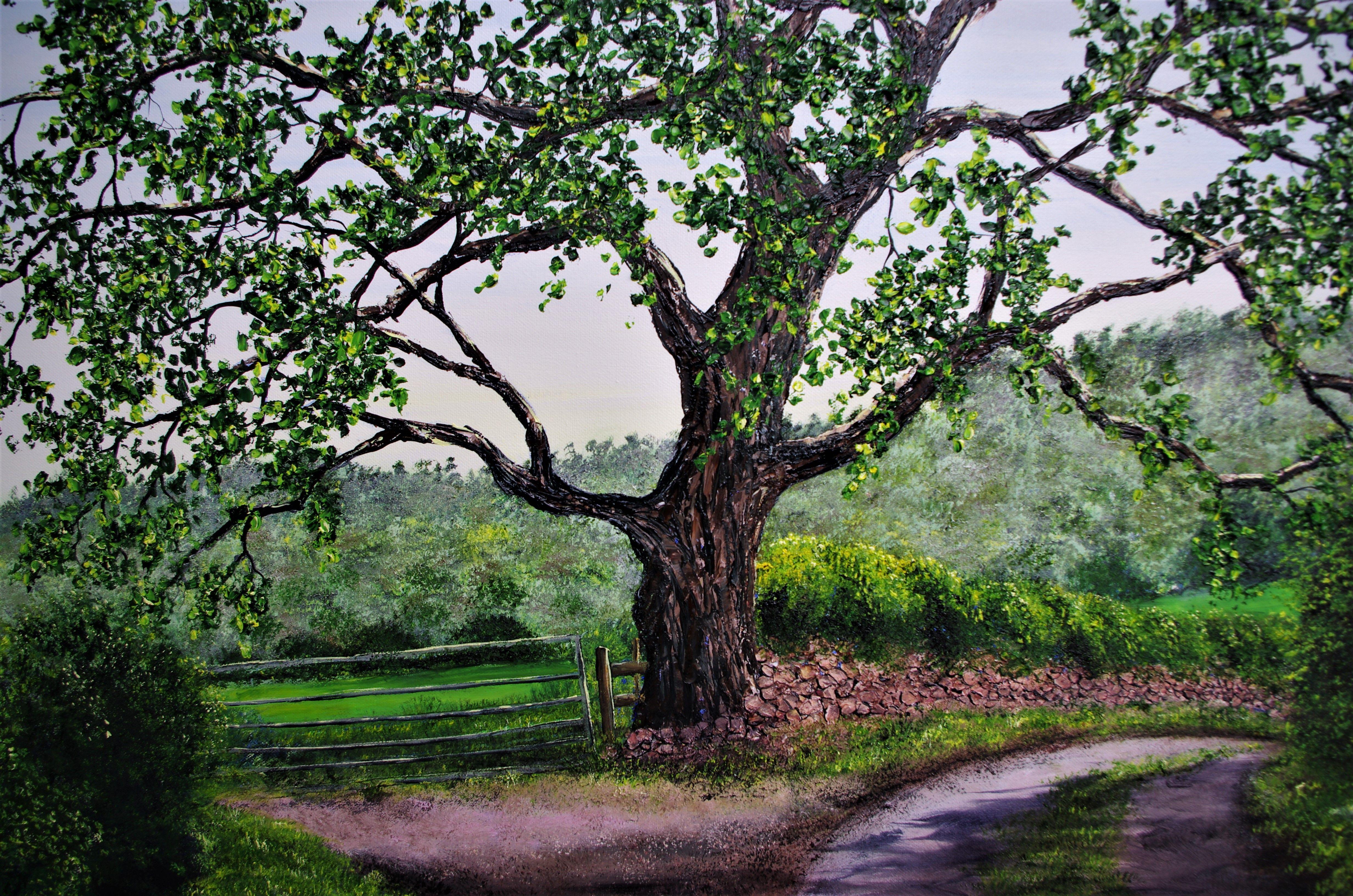 Mighty Summer Oak, Painting, Oil on Canvas 1