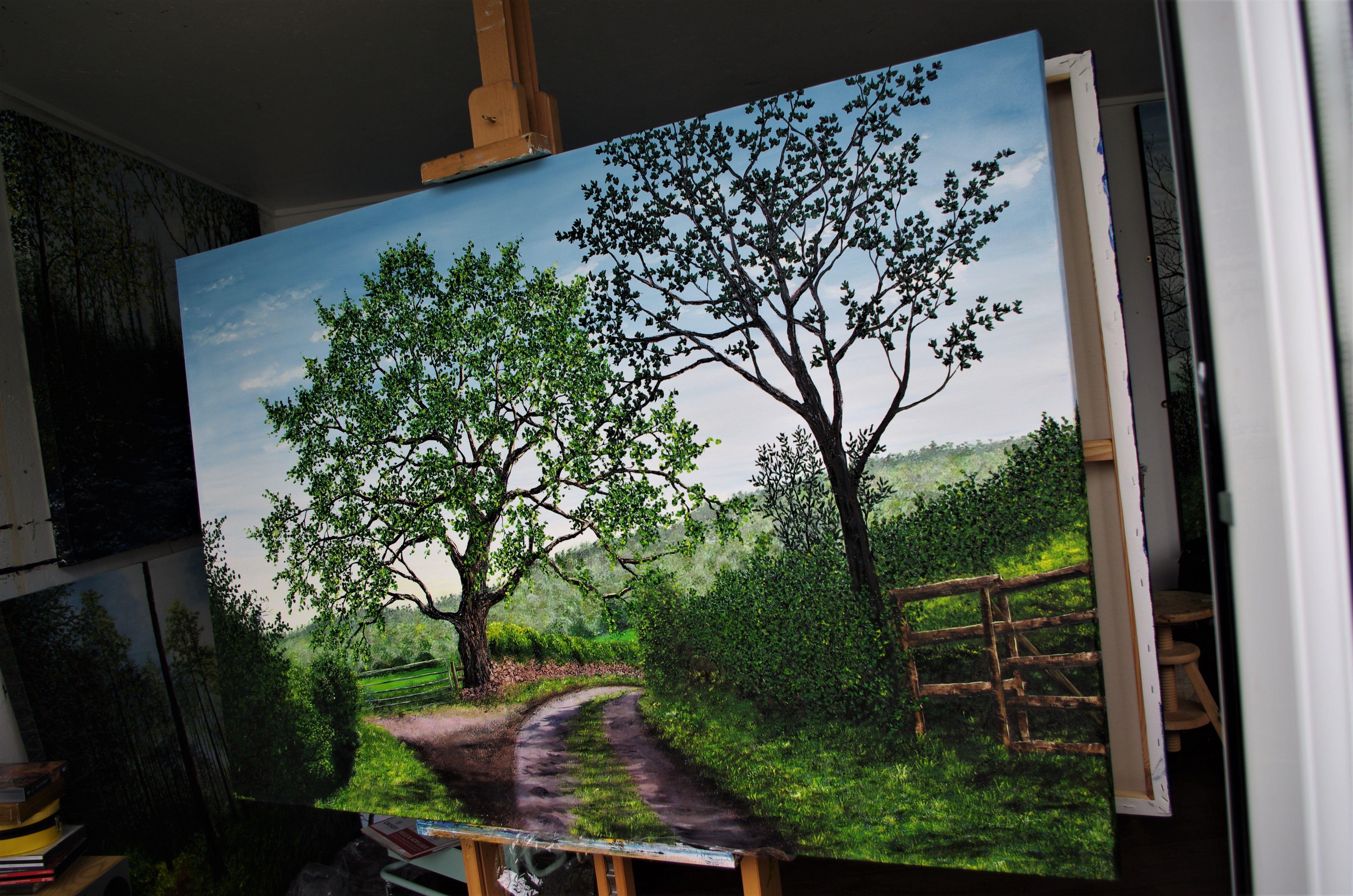 Mighty Summer Oak, Painting, Oil on Canvas 3
