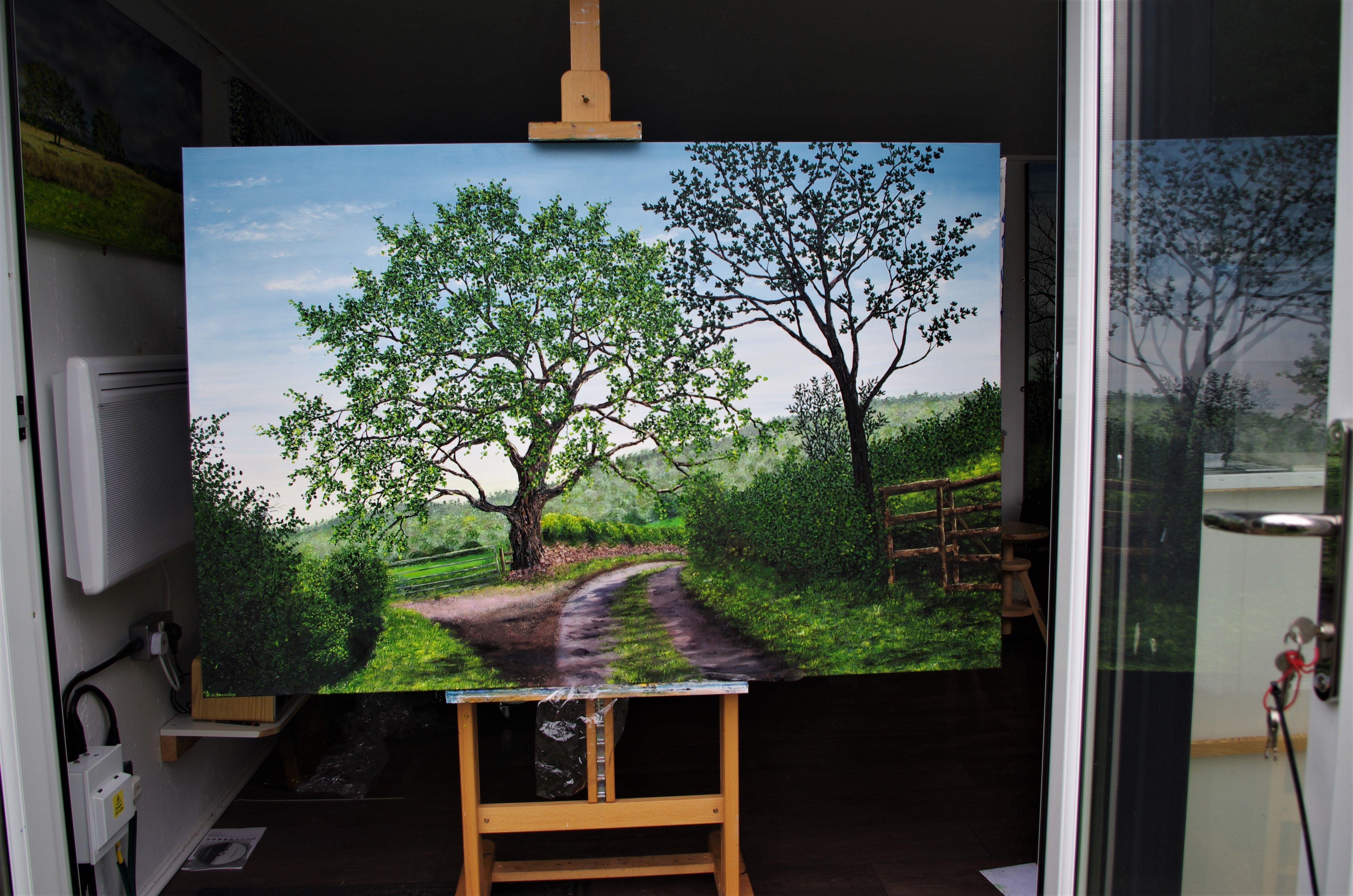 Mighty Summer Oak, Painting, Oil on Canvas 4