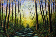 Motifs de la forêt - peinture à l'huile originale de paysage britannique - art contemporain