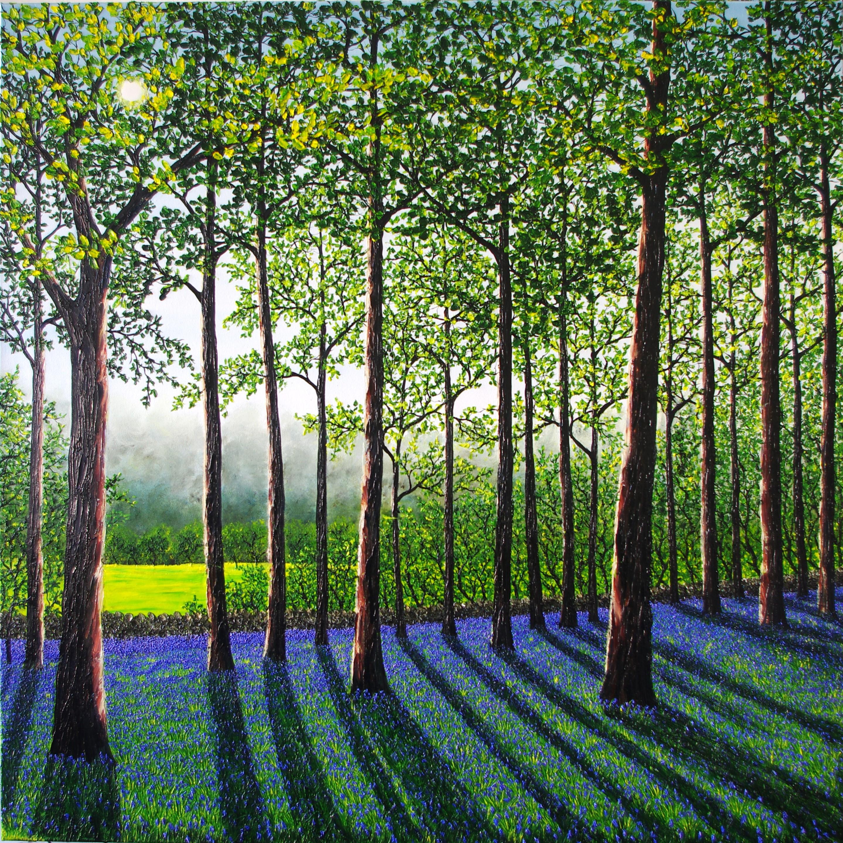 Landscape Painting de Hazel Thomson - Primavera en el bosque - pintura al óleo paisaje realismo original - arte contemporáneo