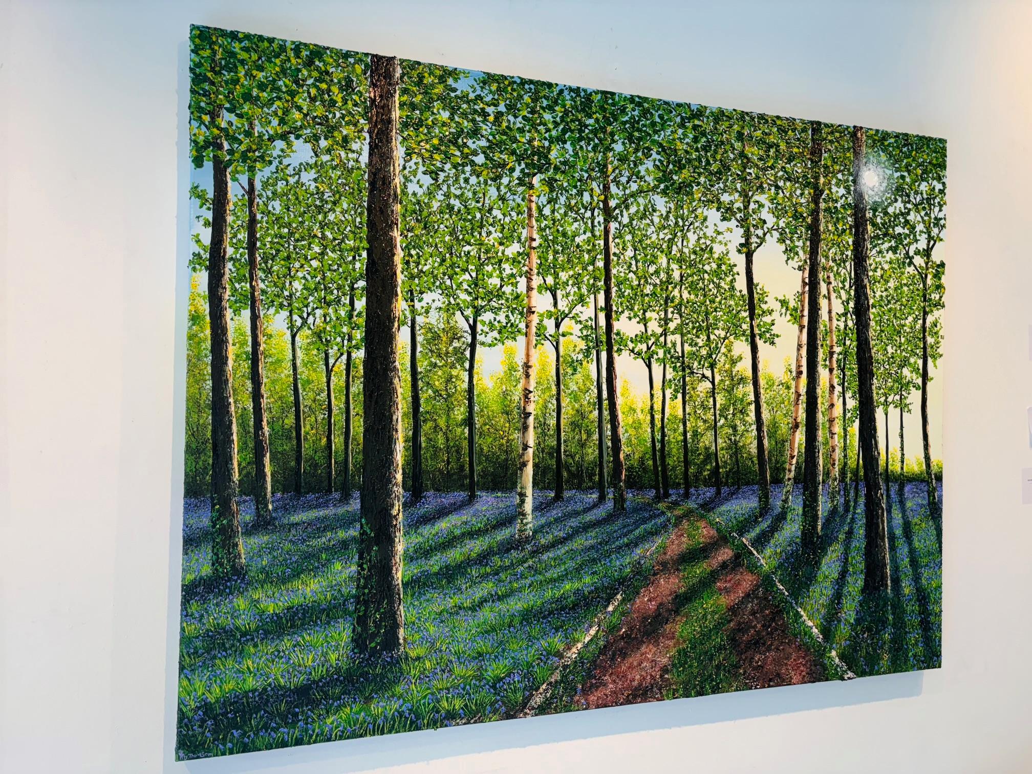 Paseo primaveral - pintura al óleo paisaje realismo original - arte contemporáneo - Landscape Painting Negro de Hazel Thomson