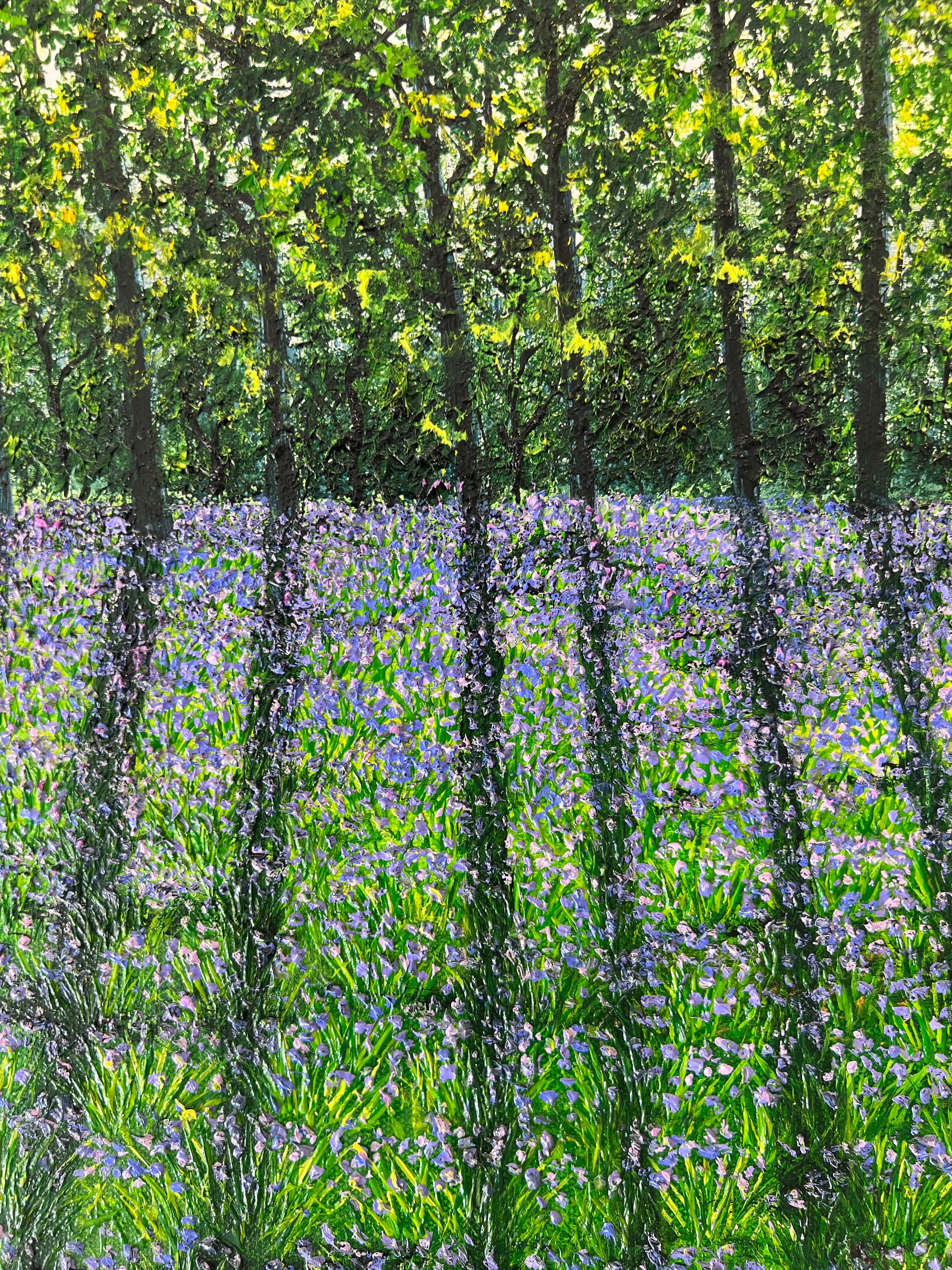 Tempus Vernum - pintura al óleo paisaje otoñal realismo original-arte contemporáneo - Landscape Painting Negro de Hazel Thomson