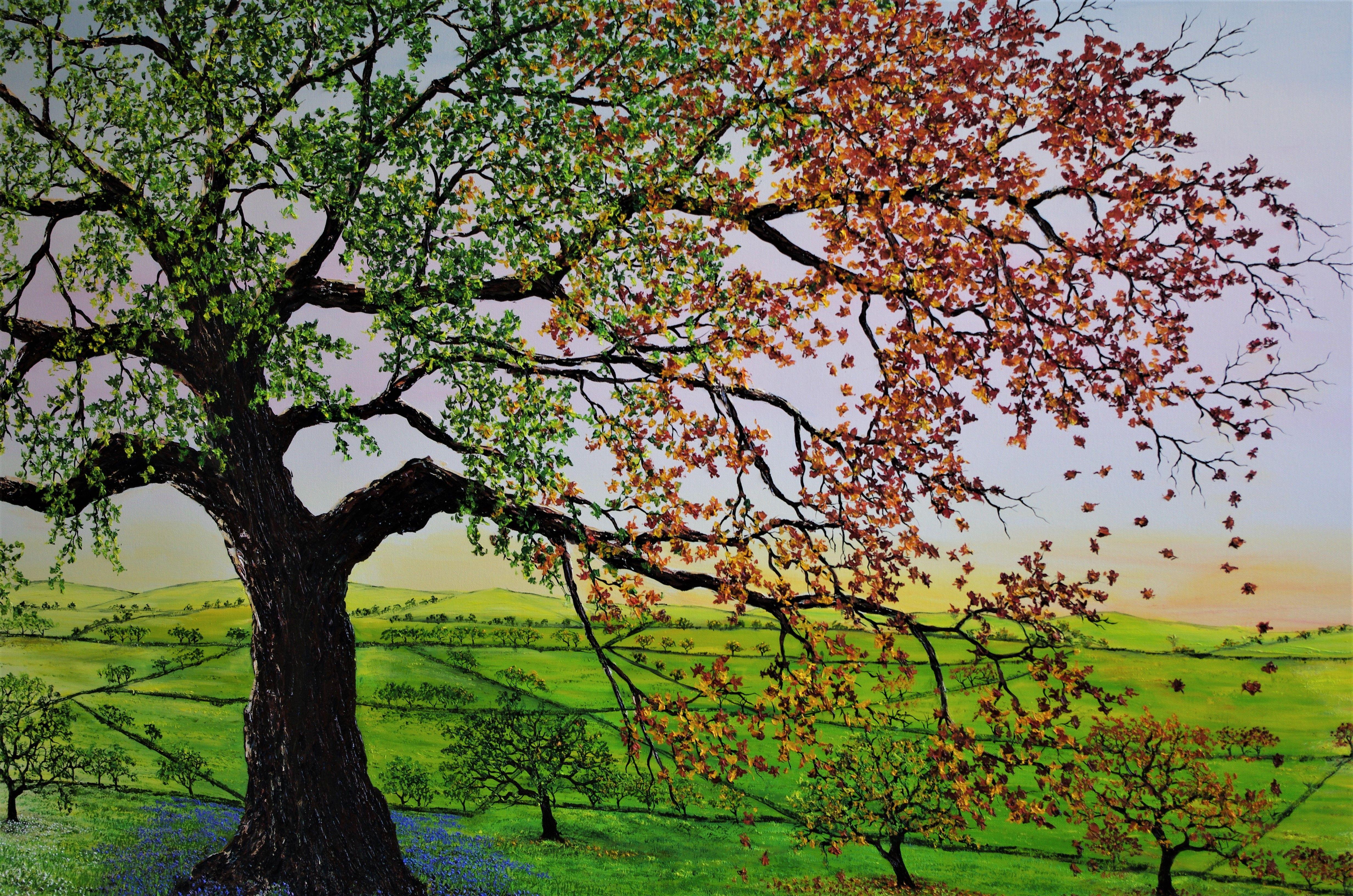 The Oak Of All Seasons Painting, Painting, Oil on Canvas For Sale 1