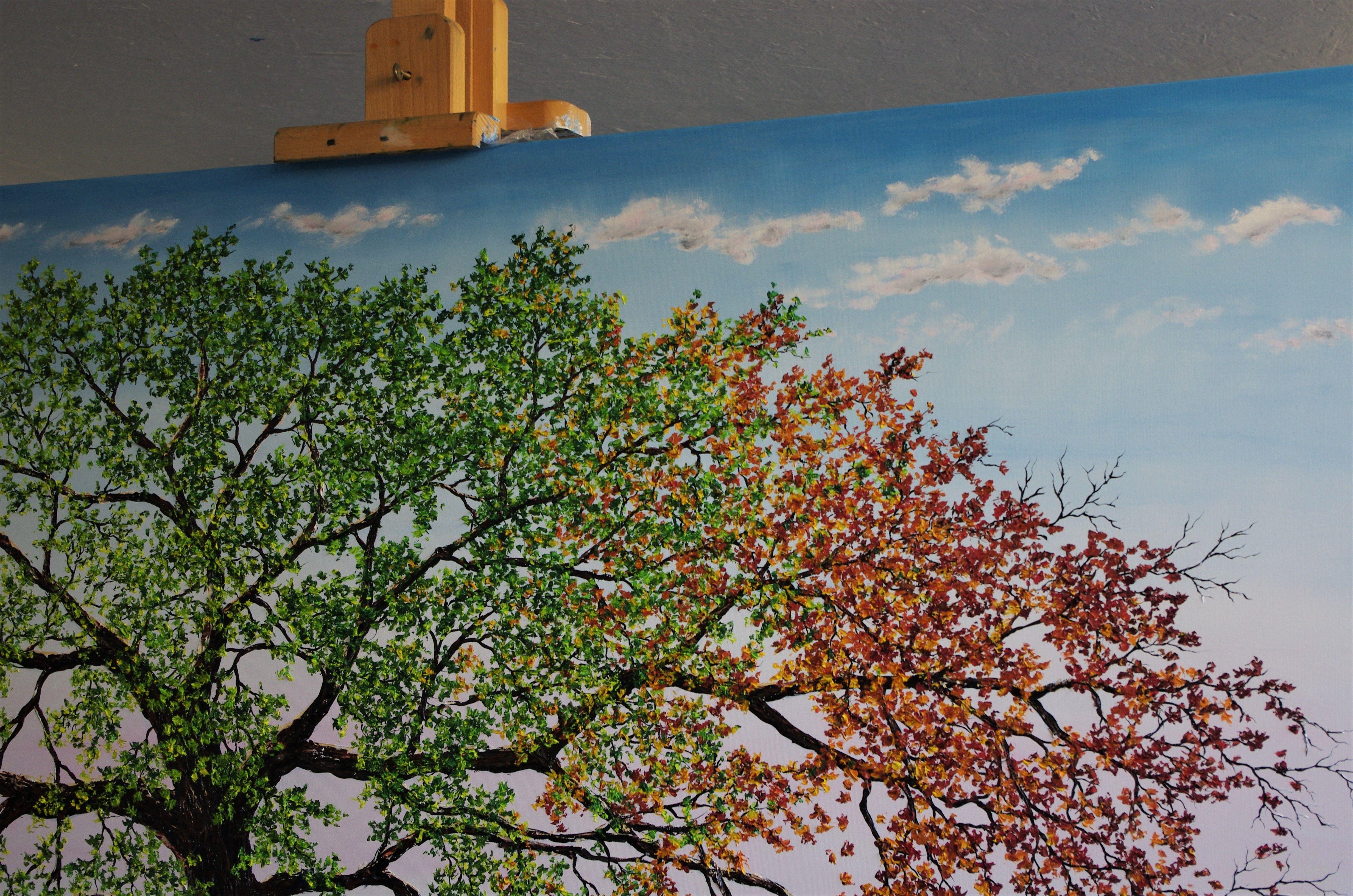 The Oak Of All Seasons Painting, Painting, Oil on Canvas For Sale 2