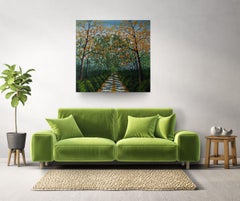 Spaziergang durch die Wälder - originale realistische Landschaftsmalerei in Öl - zeitgenössische Kunst
