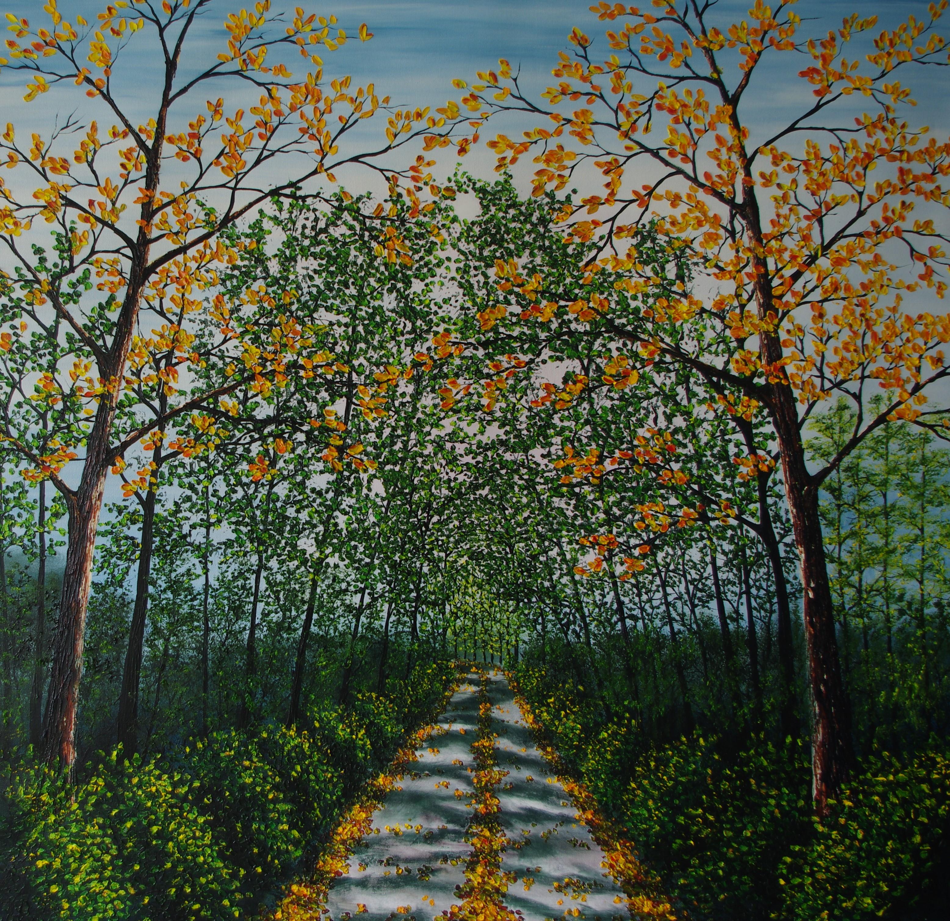 Hazel Thomson Landscape Painting – Spaziergang durch die Wälder - originale realistische Landschaftsmalerei in Öl - zeitgenössische Kunst