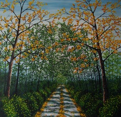 Spaziergang durch die Wälder - originale realistische Landschaftsmalerei in Öl - zeitgenössische Kunst