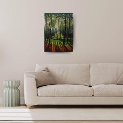 Sombras del bosque - pintura al óleo paisaje realismo original - arte contemporáneo