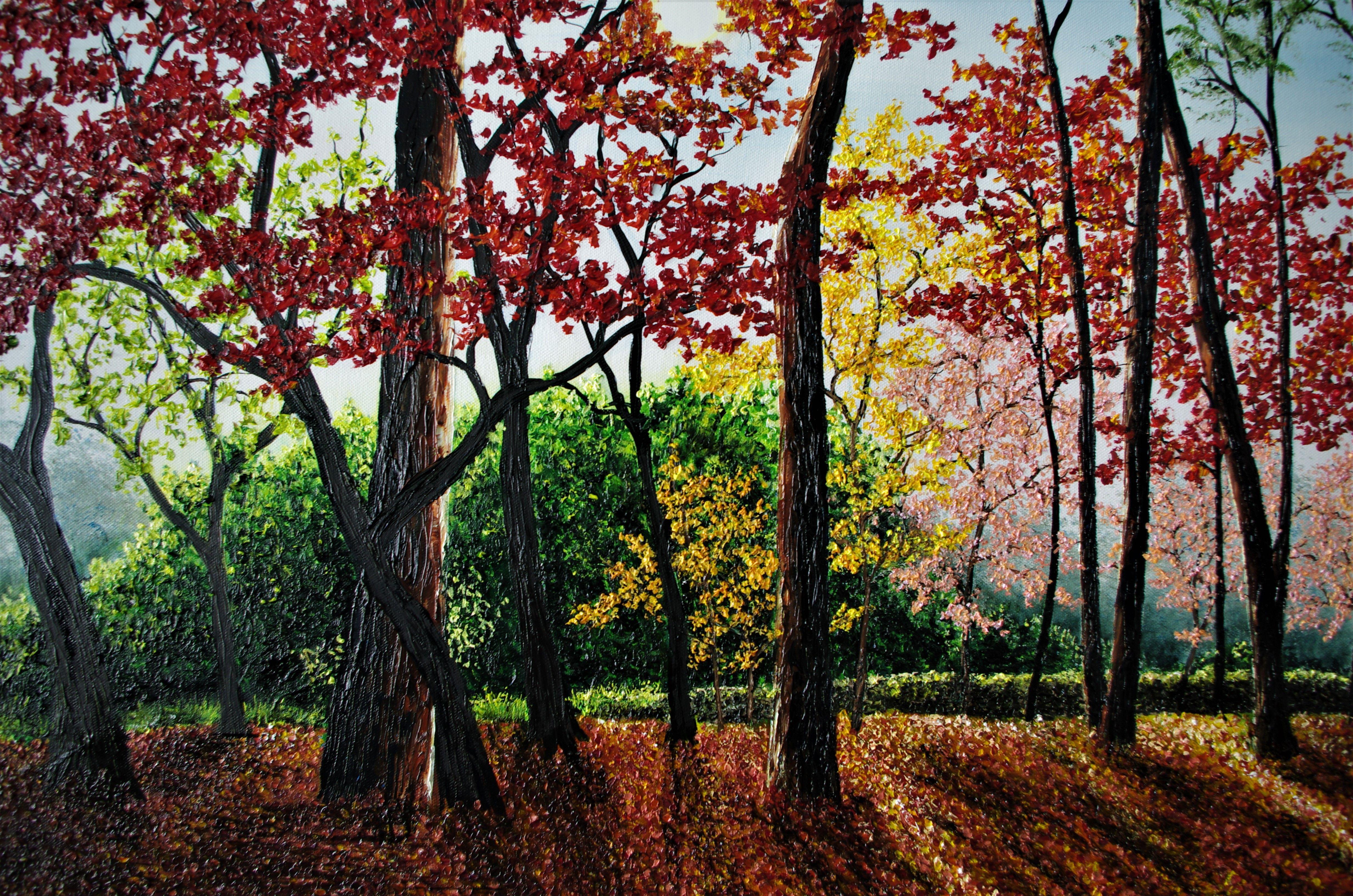 Woodlands in Japan [ Shinjuku Gyoen] Painting, Painting, Oil on Canvas For Sale 2
