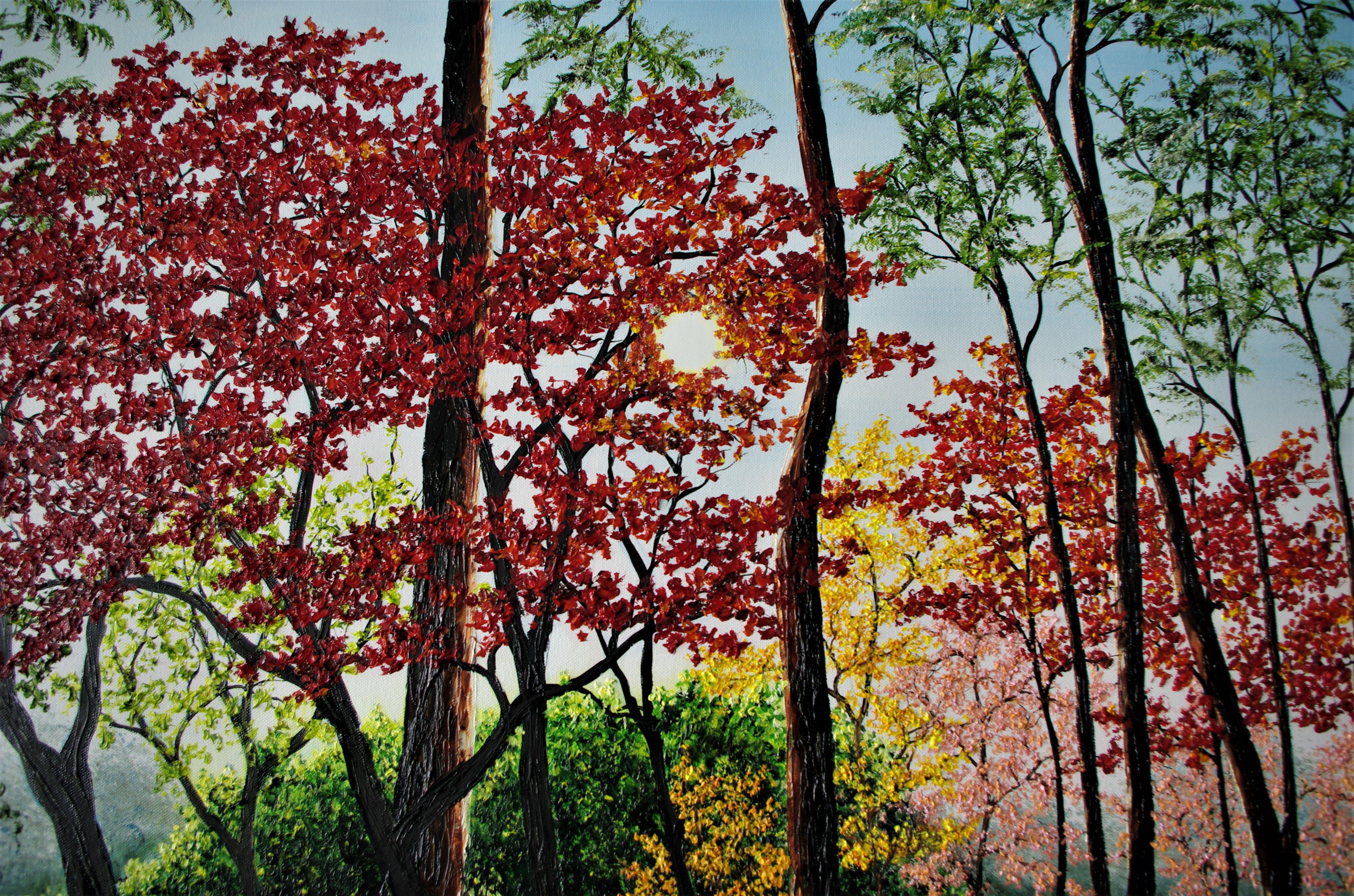 Woodlands in Japan [ Shinjuku Gyoen] Painting, Painting, Oil on Canvas For Sale 3