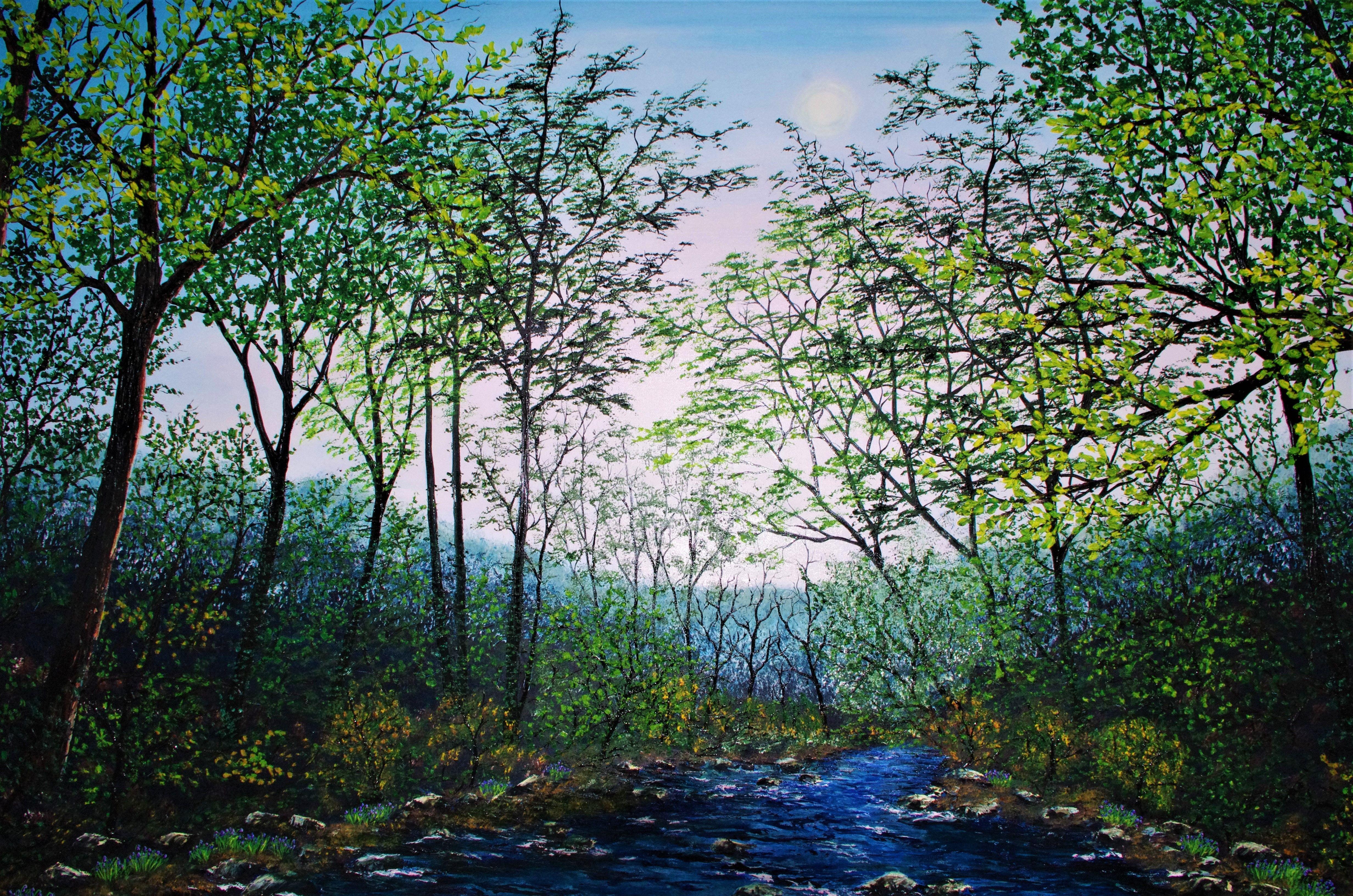 Ysgethin in Spring, Painting, Oil on Canvas For Sale 2