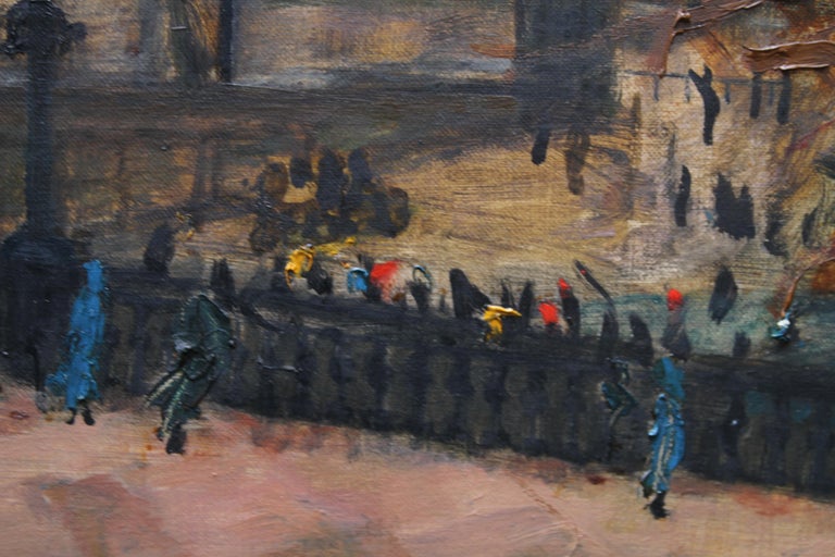 Trafalgar Square London - British art 50's Impressionist oil painting cityscape For Sale 1