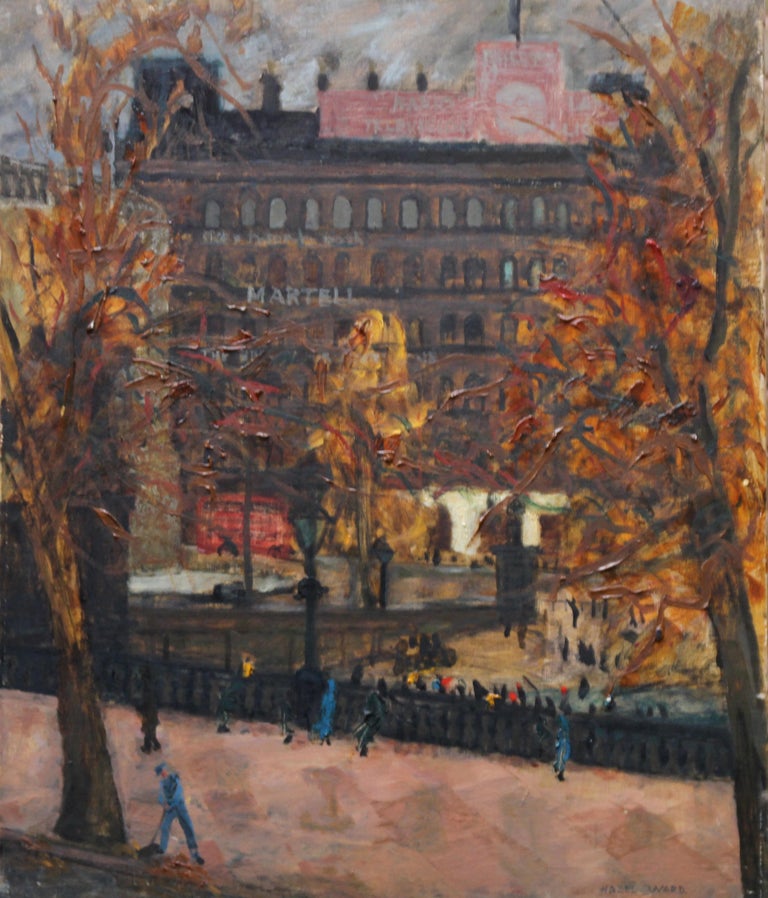 Trafalgar Square London - British art 50's Impressionist oil painting cityscape For Sale 5
