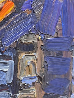 "Abstract Overhead Parking Lot" (2005) Expressionist Cityscape, Oil Painting