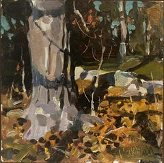 "Buried Wall (Old Lyme)" - Impressionist Landscape Oil Painting on Panel