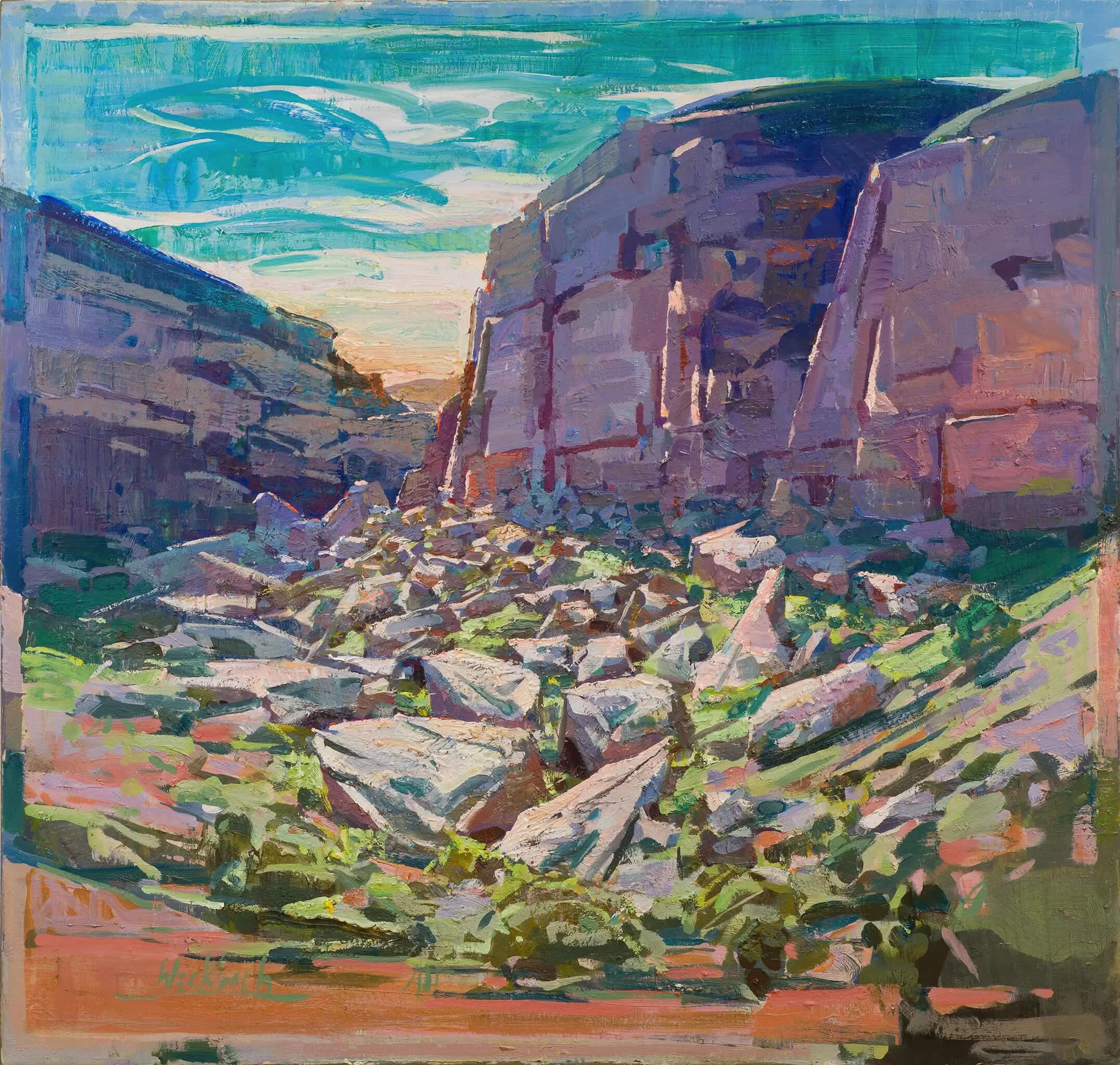 Hazel Z Weckbach Figurative Painting – "Diablo Canyon" (2023), Original impressionistische Landschaft, Ölgemälde