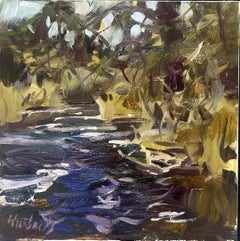 "Down Stream (Cochetopa Creek CO)" - Impressionist Landscape, Oil Painting