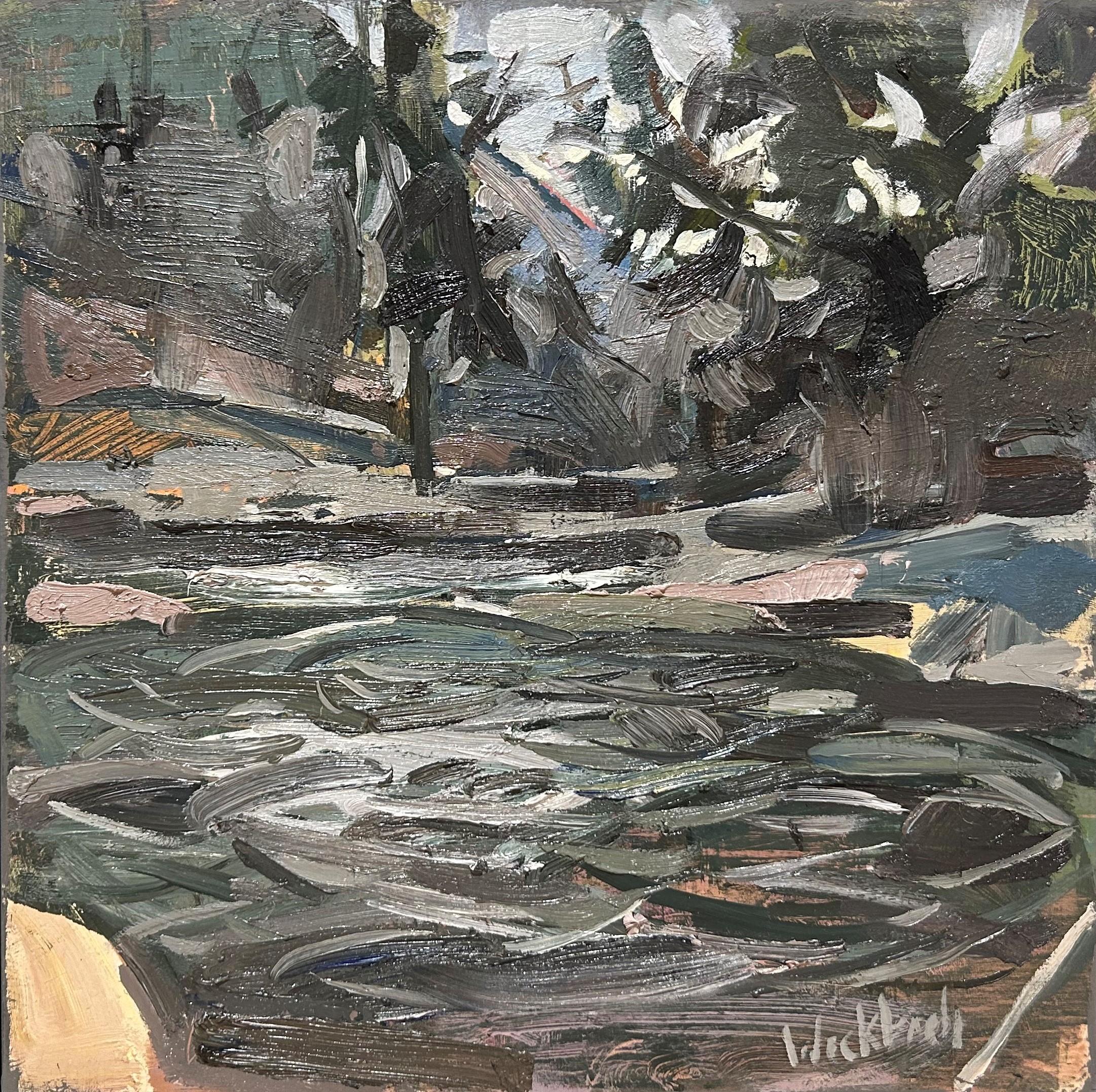 Hazel Z Weckbach Landscape Painting - "Foxton" - Impressionist Forest Landscape, Oil Painting on Panel
