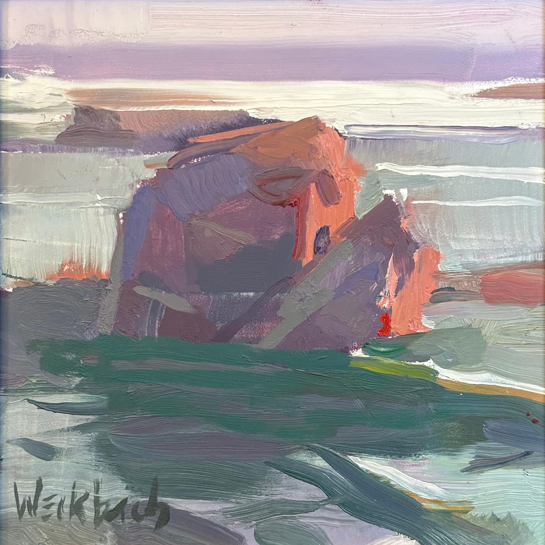 Hazel Z Weckbach Still-Life Painting – "Grüne Flut" Original Impressionistische Landschaft, Ölgemälde